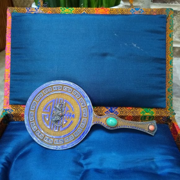 Vintage Accessories - Cloisonne Mirror Handheld Vanity Mirror Chinese